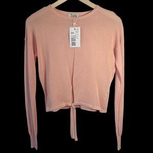 Trim & Tailor Peach Front Tie Long Sleeve‎ Top Sz XS